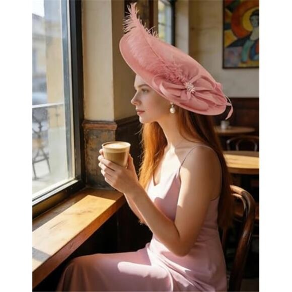 Women\'s Fascinator Hat Elegant Flower Mesh Feathers Headband Derby Hat main image 4